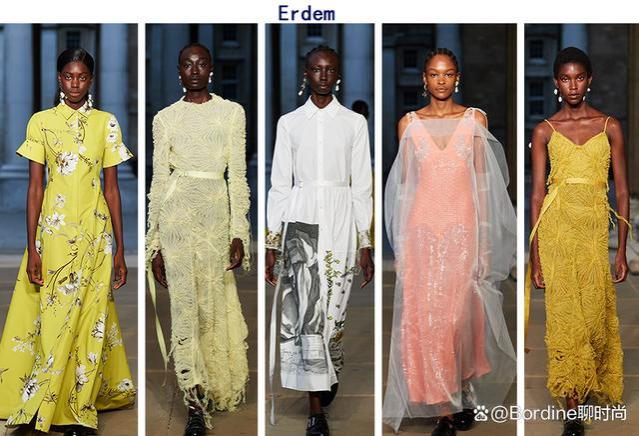 Erdem 2023春夏系列，花纹与裙装结合，活力的优雅还有些浪漫