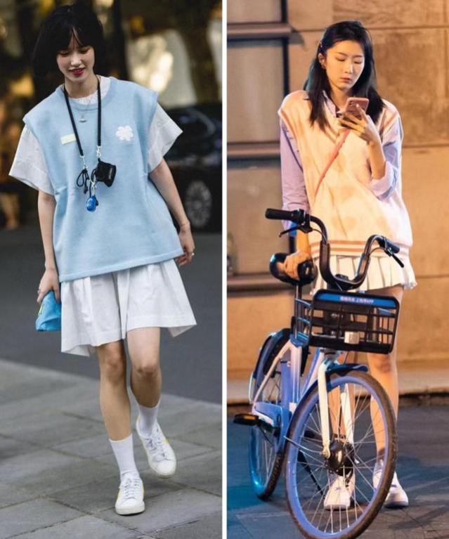 被上海女生惊艳到了，出街都在穿裙子+运动鞋，却个个洋气又高级