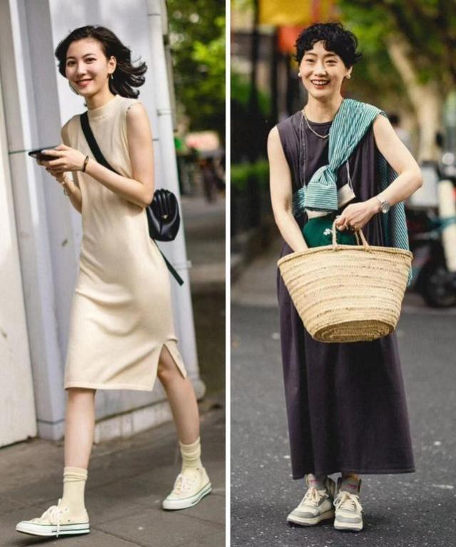被“上海女生”惊艳了，出街很少穿裙子运动鞋，却个个高级又时髦