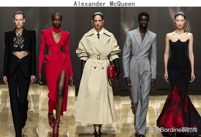 Alexander McQueen 2023秋冬系列，干练西服、温婉裙装，有设计感