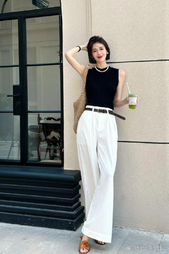 被上海街头的“背心+阔腿裤”惊艳！看着又瘦又时髦，回头率特高