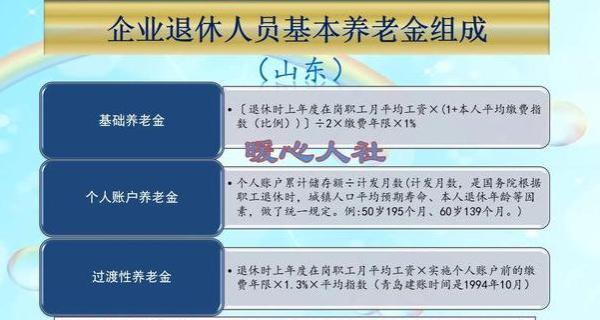 2023年山东省退休养老金计算公式，分三部分，分两种情况