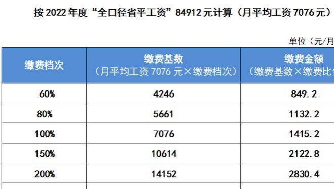 四川各地灵活就业养老保险缴费档次一览表