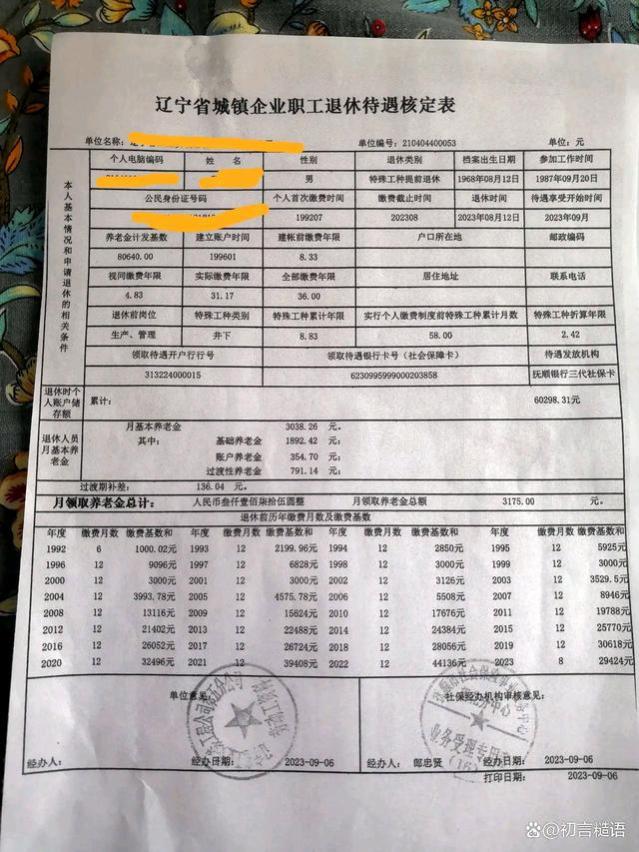 三个特殊工种提前退休人员的养老金实例