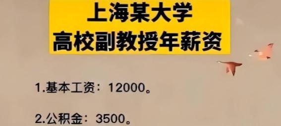 上海副教授晒工资单，单单是公积金，就相当于大学生一个月的薪水