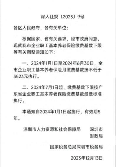 深圳调升养老保险缴费基数下限，对于低收入职工来说是个好事！