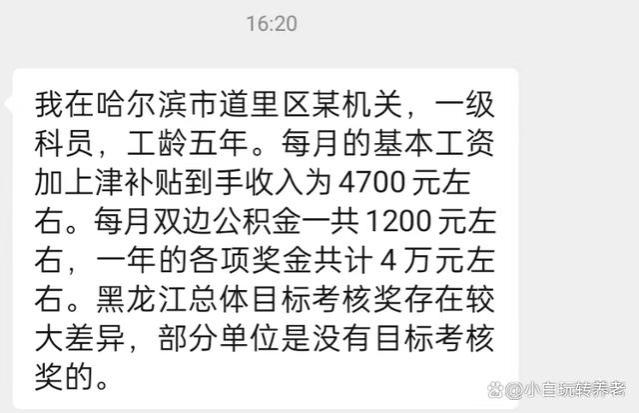 哈尔滨某公务员工资曝光