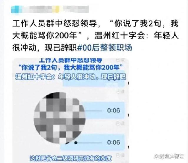 “给你脸了！”一00后员工怒怼正处级领导，领导曾是“最美人物”