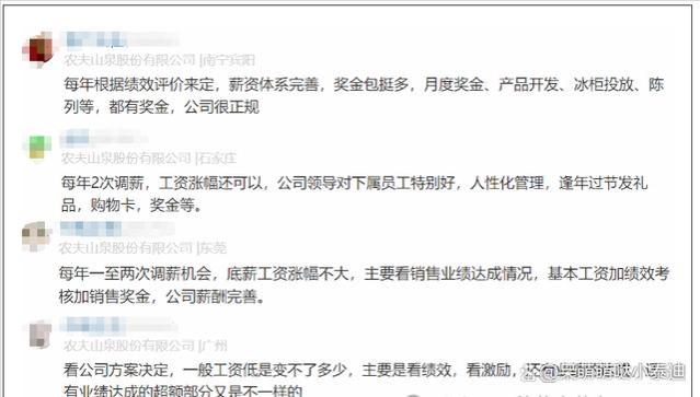 农夫山泉员工自爆工资收入明细，网友说：相当可以！果然有点甜