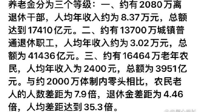 养老金分配，没想到这三个群体的养老金差异竟是如此之大